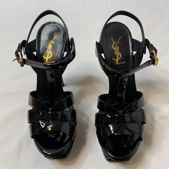 Authentic Saint Laurent (YSL) Tribute Platform Sandal Heels in Black 105mm Sz 36 - Picture 2 of 8